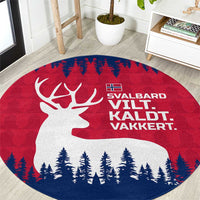 Norway Svalbard Round Carpet with Reindeer Silhouette Forest and Norwegian Flag - Wonder Print Shop