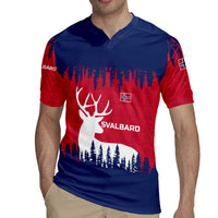 Norway Svalbard Rugby Jersey with Reindeer Silhouette Forest and Norwegian Flag - Wonder Print Shop