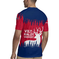 Norway Svalbard Rugby Jersey with Reindeer Silhouette Forest and Norwegian Flag - Wonder Print Shop
