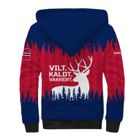 Norway Svalbard Sherpa Hoodie with Reindeer Silhouette Forest and Norwegian Flag - Wonder Print Shop