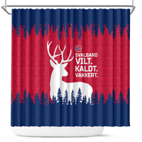Norway Svalbard Shower Curtain with Reindeer Silhouette Forest and Norwegian Flag - Wonder Print Shop