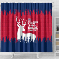 Norway Svalbard Shower Curtain with Reindeer Silhouette Forest and Norwegian Flag - Wonder Print Shop