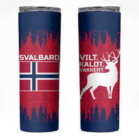 Norway Svalbard Skinny Tumbler with Reindeer Silhouette Forest and Norwegian Flag - Wonder Print Shop