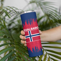 Norway Svalbard Skinny Tumbler with Reindeer Silhouette Forest and Norwegian Flag - Wonder Print Shop