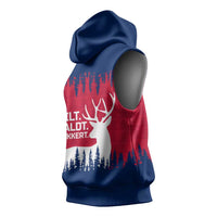 Norway Svalbard Sleeveless Hoodie with Reindeer Silhouette Forest and Norwegian Flag - Wonder Print Shop