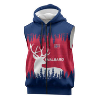 Norway Svalbard Sleeveless Zip Hoodie with Reindeer Silhouette Forest and Norwegian Flag - Wonder Print Shop