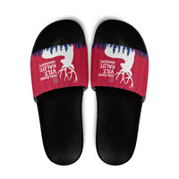 Norway Svalbard Slide Sandals with Reindeer Silhouette Forest and Norwegian Flag - Wonder Print Shop