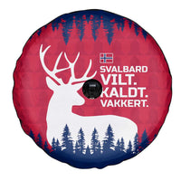 Norway Svalbard Spare Tire Cover with Reindeer Silhouette Forest and Norwegian Flag - Wonder Print Shop