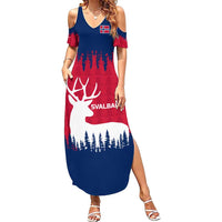 Norway Svalbard Summer Maxi Dress with Reindeer Silhouette Forest and Norwegian Flag - Wonder Print Shop