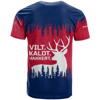 Norway Svalbard T Shirt with Reindeer Silhouette Forest and Norwegian Flag - Wonder Print Shop
