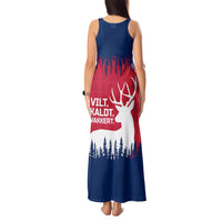 Norway Svalbard Tank Maxi Dress with Reindeer Silhouette Forest and Norwegian Flag - Wonder Print Shop