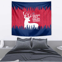 Norway Svalbard Tapestry with Reindeer Silhouette Forest and Norwegian Flag - Wonder Print Shop