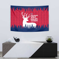Norway Svalbard Tapestry with Reindeer Silhouette Forest and Norwegian Flag - Wonder Print Shop