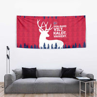 Norway Svalbard Tapestry with Reindeer Silhouette Forest and Norwegian Flag - Wonder Print Shop