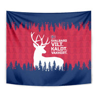 Norway Svalbard Tapestry with Reindeer Silhouette Forest and Norwegian Flag - Wonder Print Shop
