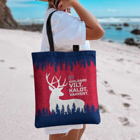 Norway Svalbard Tote Bag with Reindeer Silhouette Forest and Norwegian Flag - Wonder Print Shop