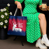 Norway Svalbard Tote Bag with Reindeer Silhouette Forest and Norwegian Flag - Wonder Print Shop