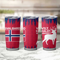 Norway Svalbard Tumbler Cup with Reindeer Silhouette Forest and Norwegian Flag - Wonder Print Shop