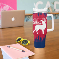 Norway Svalbard Tumbler With Handle with Reindeer Silhouette Forest and Norwegian Flag - Wonder Print Shop