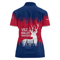 Norway Svalbard Women Polo Shirt with Reindeer Silhouette Forest and Norwegian Flag - Wonder Print Shop