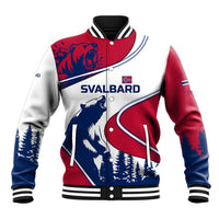 Svalbard Norway Baseball Jacket with Polar Bear Forest and Norwegian Flag - Wonder Print Shop