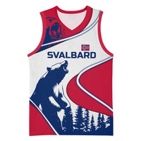 Svalbard Norway Basketball Jersey with Polar Bear Forest and Norwegian Flag - Wonder Print Shop