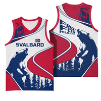 Svalbard Norway Basketball Jersey with Polar Bear Forest and Norwegian Flag - Wonder Print Shop