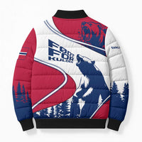 Svalbard Norway Bomber Puffer Jacket with Polar Bear Forest and Norwegian Flag - Wonder Print Shop