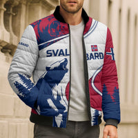 Svalbard Norway Bomber Puffer Jacket with Polar Bear Forest and Norwegian Flag - Wonder Print Shop
