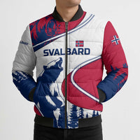 Svalbard Norway Bomber Puffer Jacket with Polar Bear Forest and Norwegian Flag - Wonder Print Shop