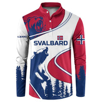 Svalbard Norway Button Sweatshirt with Polar Bear Forest and Norwegian Flag - Wonder Print Shop