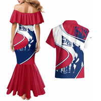 Svalbard Norway Couples Matching Mermaid Dress and Hawaiian Shirt with Polar Bear Forest and Norwegian Flag - Wonder Print Shop