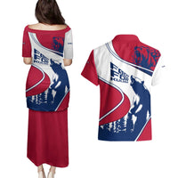 Svalbard Norway Couples Matching Puletasi and Hawaiian Shirt with Polar Bear Forest and Norwegian Flag - Wonder Print Shop