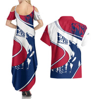 Svalbard Norway Couples Matching Summer Maxi Dress and Hawaiian Shirt with Polar Bear Forest and Norwegian Flag - Wonder Print Shop