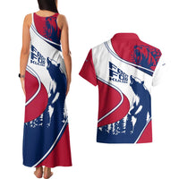 Svalbard Norway Couples Matching Tank Maxi Dress and Hawaiian Shirt with Polar Bear Forest and Norwegian Flag - Wonder Print Shop