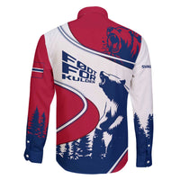 Svalbard Norway Family Matching Off The Shoulder Long Sleeve Dress and Hawaiian Shirt with Polar Bear Forest and Norwegian Flag - Wonder Print Shop