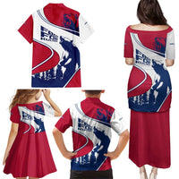 Svalbard Norway Family Matching Puletasi and Hawaiian Shirt with Polar Bear Forest and Norwegian Flag - Wonder Print Shop