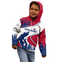 Svalbard Norway Kid Hoodie with Polar Bear Forest and Norwegian Flag - Wonder Print Shop