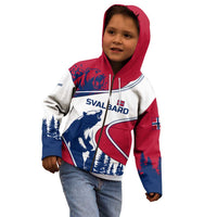 Svalbard Norway Kid Hoodie with Polar Bear Forest and Norwegian Flag - Wonder Print Shop