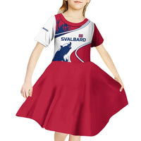 Svalbard Norway Kid Short Sleeve Dress with Polar Bear Forest and Norwegian Flag - Wonder Print Shop