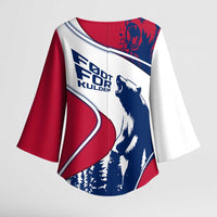 Svalbard Norway Kimono Sleeve Blouse with Polar Bear Forest and Norwegian Flag - Wonder Print Shop