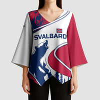 Svalbard Norway Kimono Sleeve Blouse with Polar Bear Forest and Norwegian Flag - Wonder Print Shop