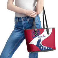 Svalbard Norway Leather Tote Bag with Polar Bear Forest and Norwegian Flag - Wonder Print Shop