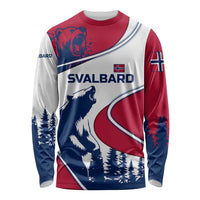 Svalbard Norway Long Sleeve Shirt with Polar Bear Forest and Norwegian Flag - Wonder Print Shop