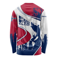 Svalbard Norway Long Sleeve Shirt with Polar Bear Forest and Norwegian Flag - Wonder Print Shop