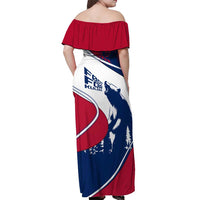 Svalbard Norway Off Shoulder Maxi Dress with Polar Bear Forest and Norwegian Flag - Wonder Print Shop