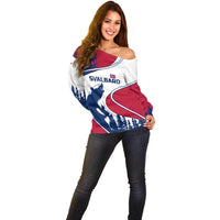 Svalbard Norway Off Shoulder Sweater with Polar Bear Forest and Norwegian Flag - Wonder Print Shop