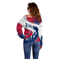 Svalbard Norway Off Shoulder Sweater with Polar Bear Forest and Norwegian Flag - Wonder Print Shop