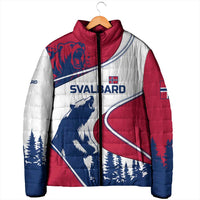 Svalbard Norway Padded Jacket with Polar Bear Forest and Norwegian Flag - Wonder Print Shop