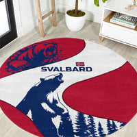 Svalbard Norway Round Carpet with Polar Bear Forest and Norwegian Flag - Wonder Print Shop
